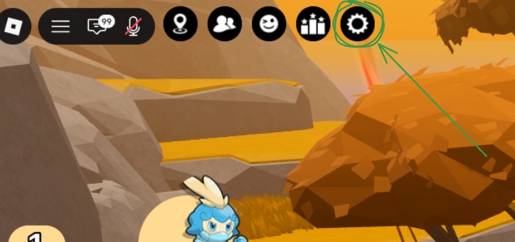 Evomon top bar — tap the gear (Settings) icon at the top-right of the screen